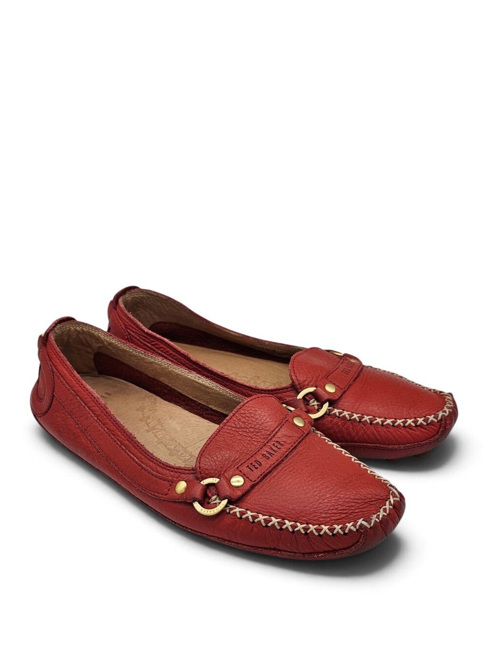 Ted Baker London Red Leather Driving Moccasins Loafers Size 7 US - Picture 5 of 15